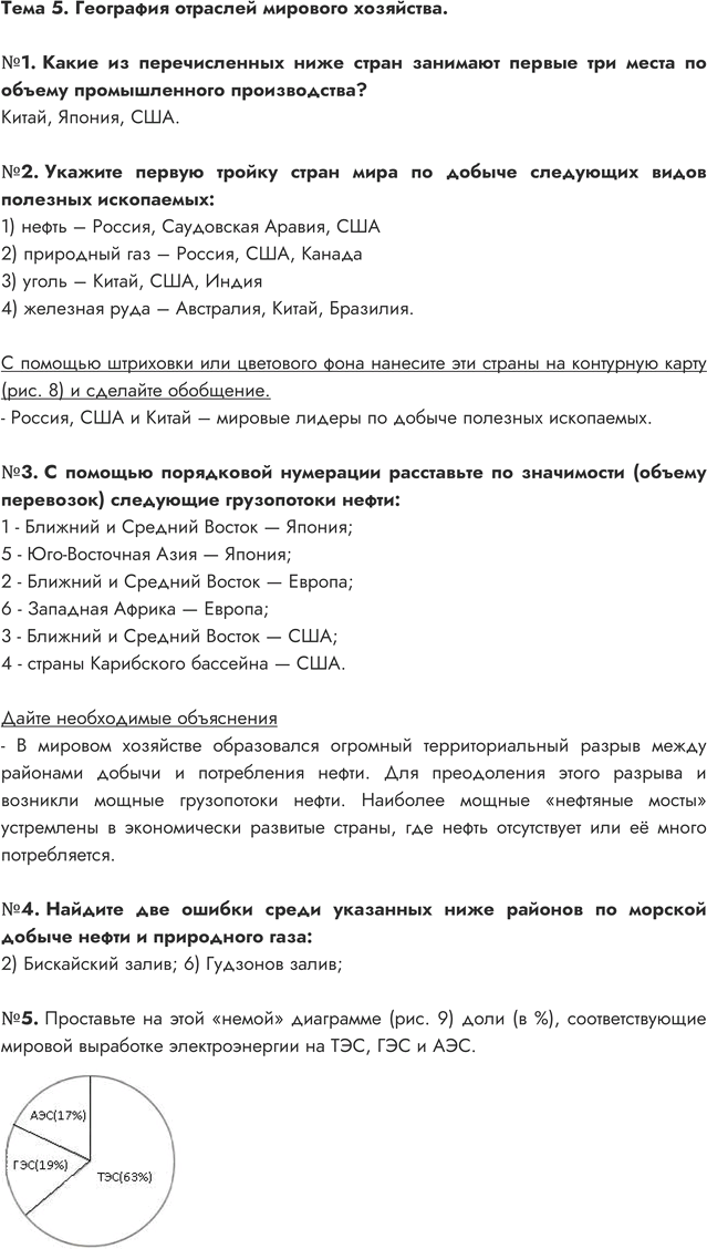 Иллюстрация к решению «Тема 5 ГДЗ Рабочая тетрадь Максаковский 10 класс (География)», 1